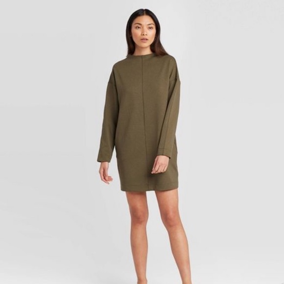 Prologue Dresses & Skirts - Olive Long Sleeve Scuba Dress